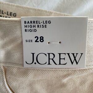 J. Crew Off-White Barrel-Leg High Rise Jeans